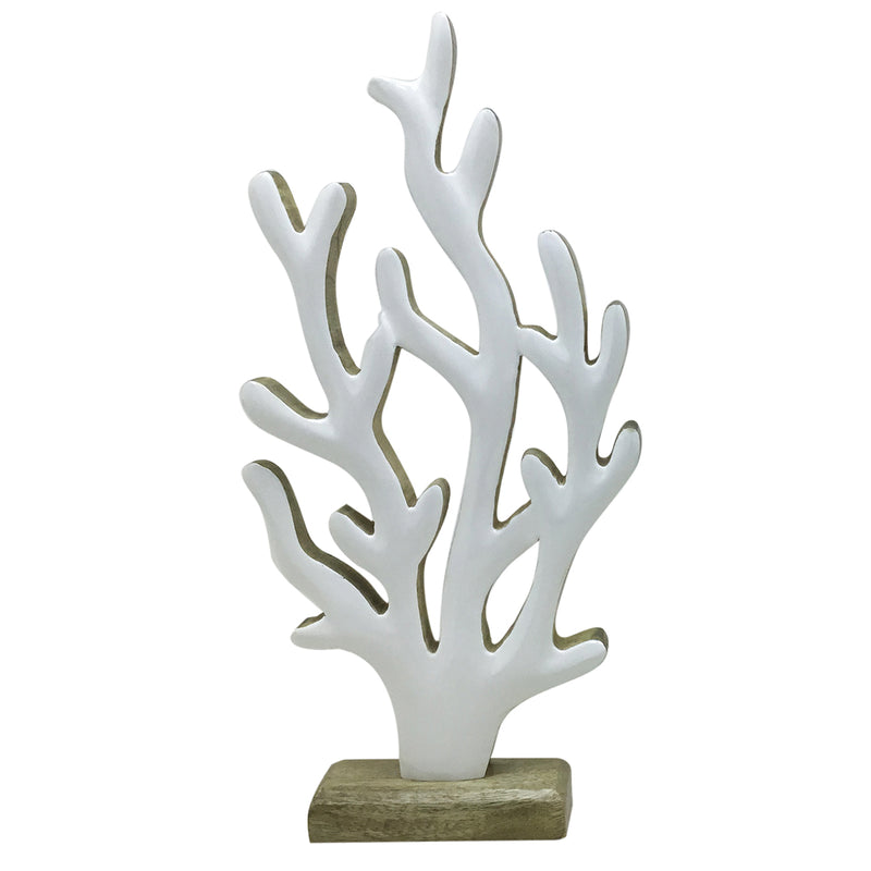 Wooden Coral Statue White Large