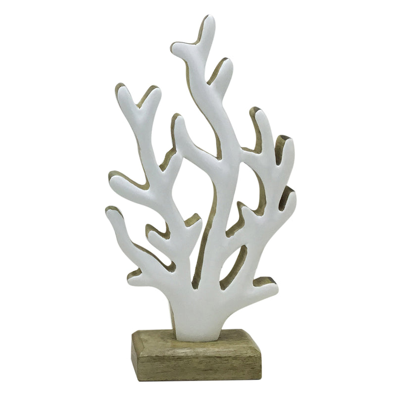 Wooden Coral Statue White Small
