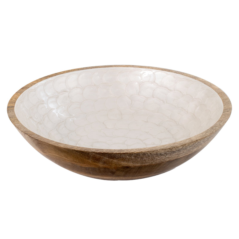 Wooden Serving Bowl White Extra Large