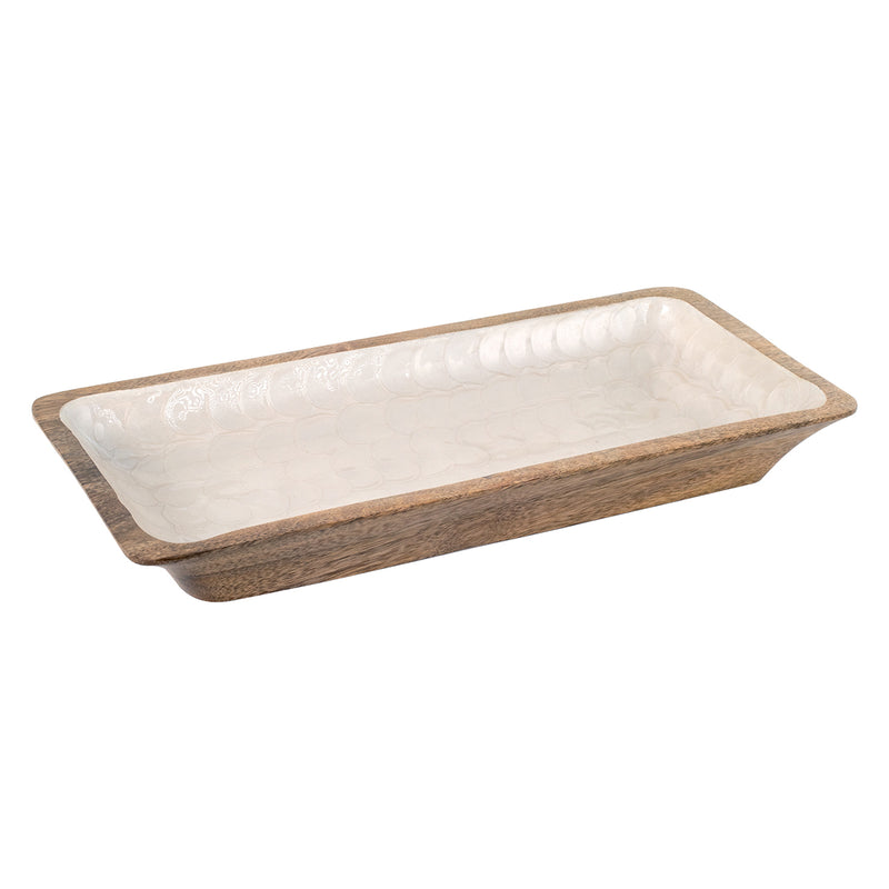 Wooden Rectangle Tray White Large