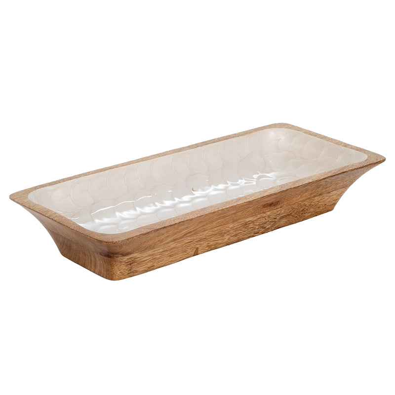 Wooden Rectangle Tray White Small