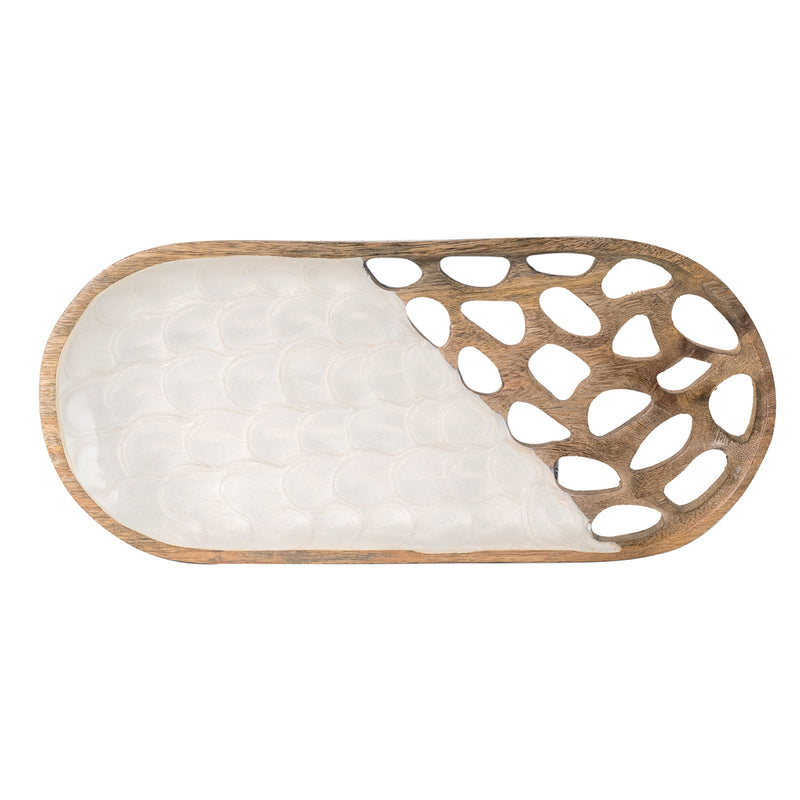 Wooden Cut Out Tray White Large