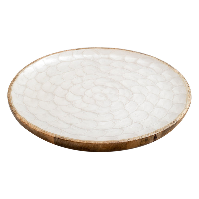 Wooden Plate White Large