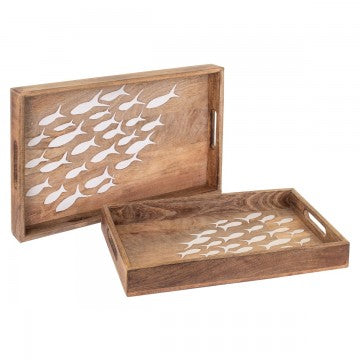 Wooden Fishes Serving Tray Small