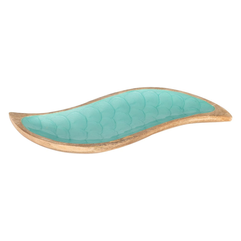 Wooden Tray Wave Aqua - Large