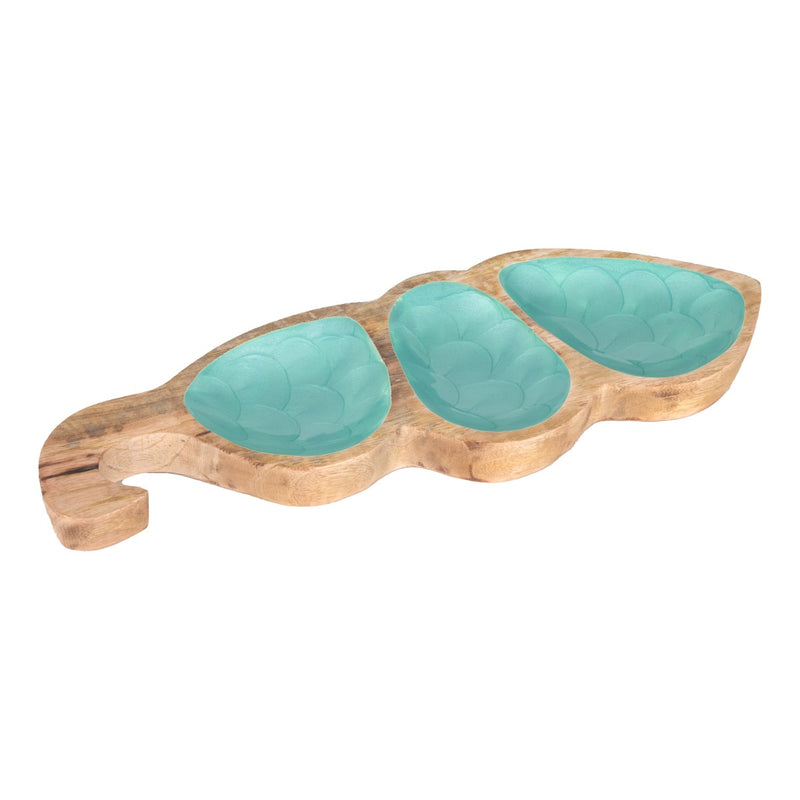 Wooden Tray Conch Aqua