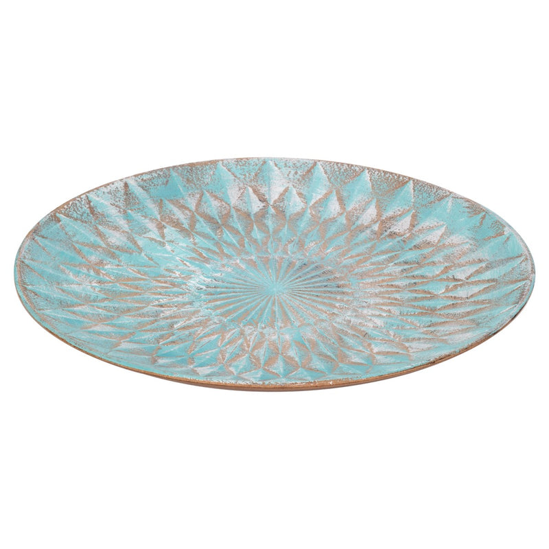 Wooden Mandala Tray Aqua