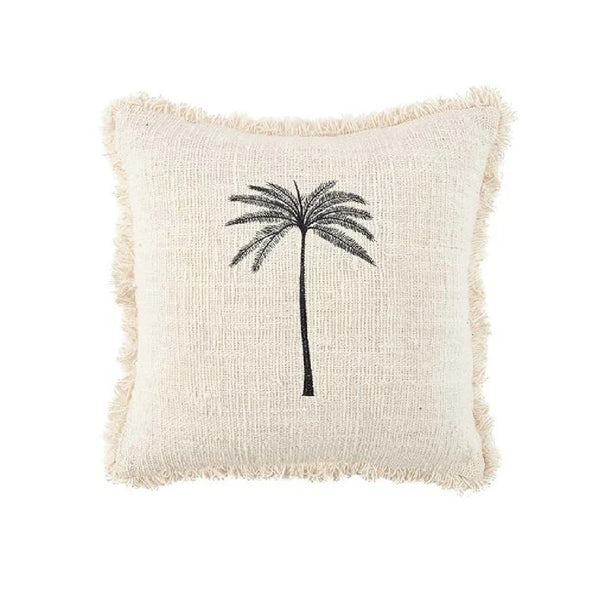 The Gili Palm Cushion Cover - Natural / Black