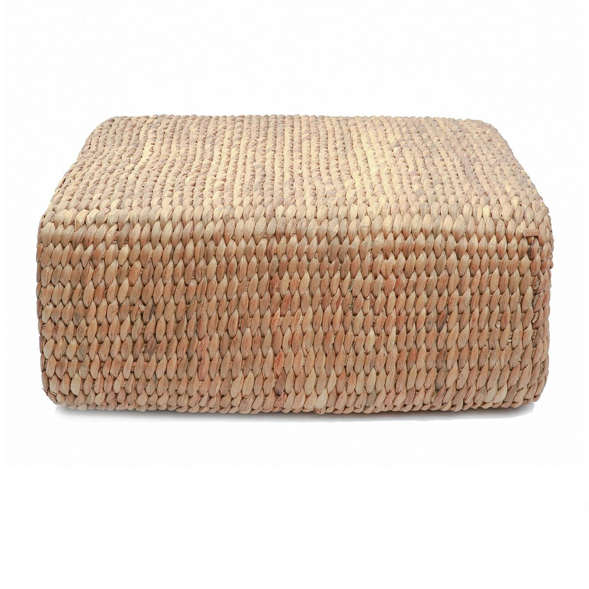 Woven pouffe on a white background