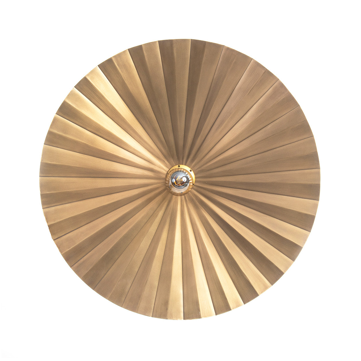 Decorative wall light fixture with gold sunburst design on a white background