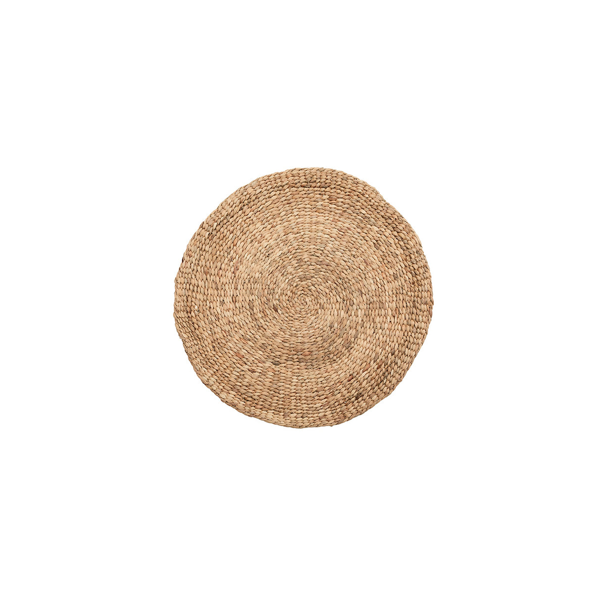 Round woven rug on a white background