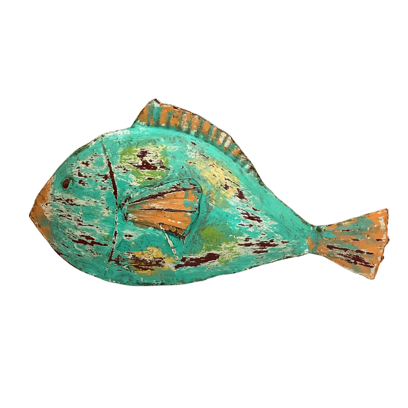 Rustic Metal Fish Standing - Green